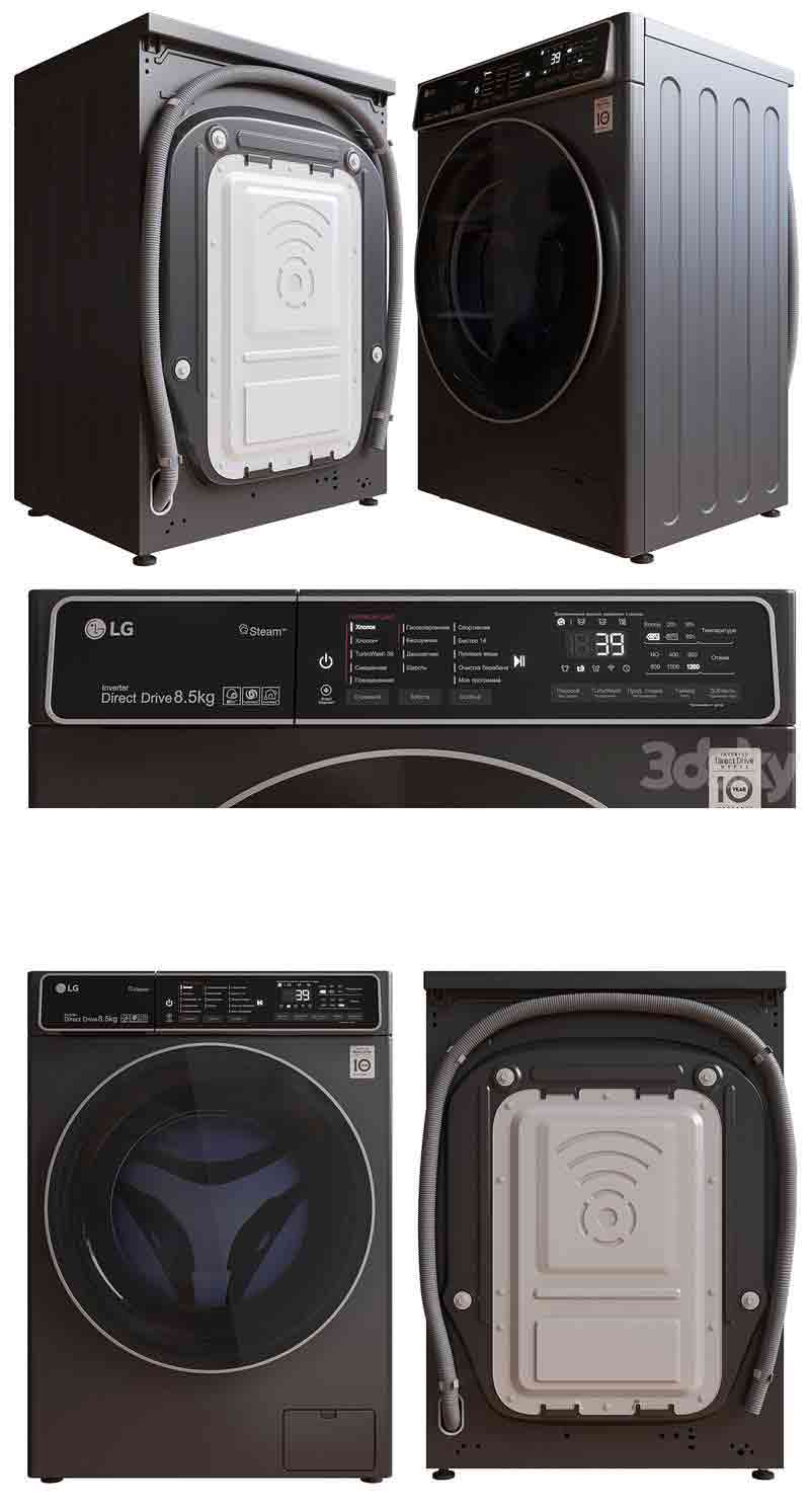 AI DD LG F2T9GW9P洗衣机3D模型—MAX | FBX | OBJ插图