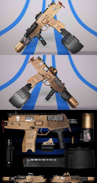 冲锋枪MP9定制版3D模型—MAX | FBX | OBJ