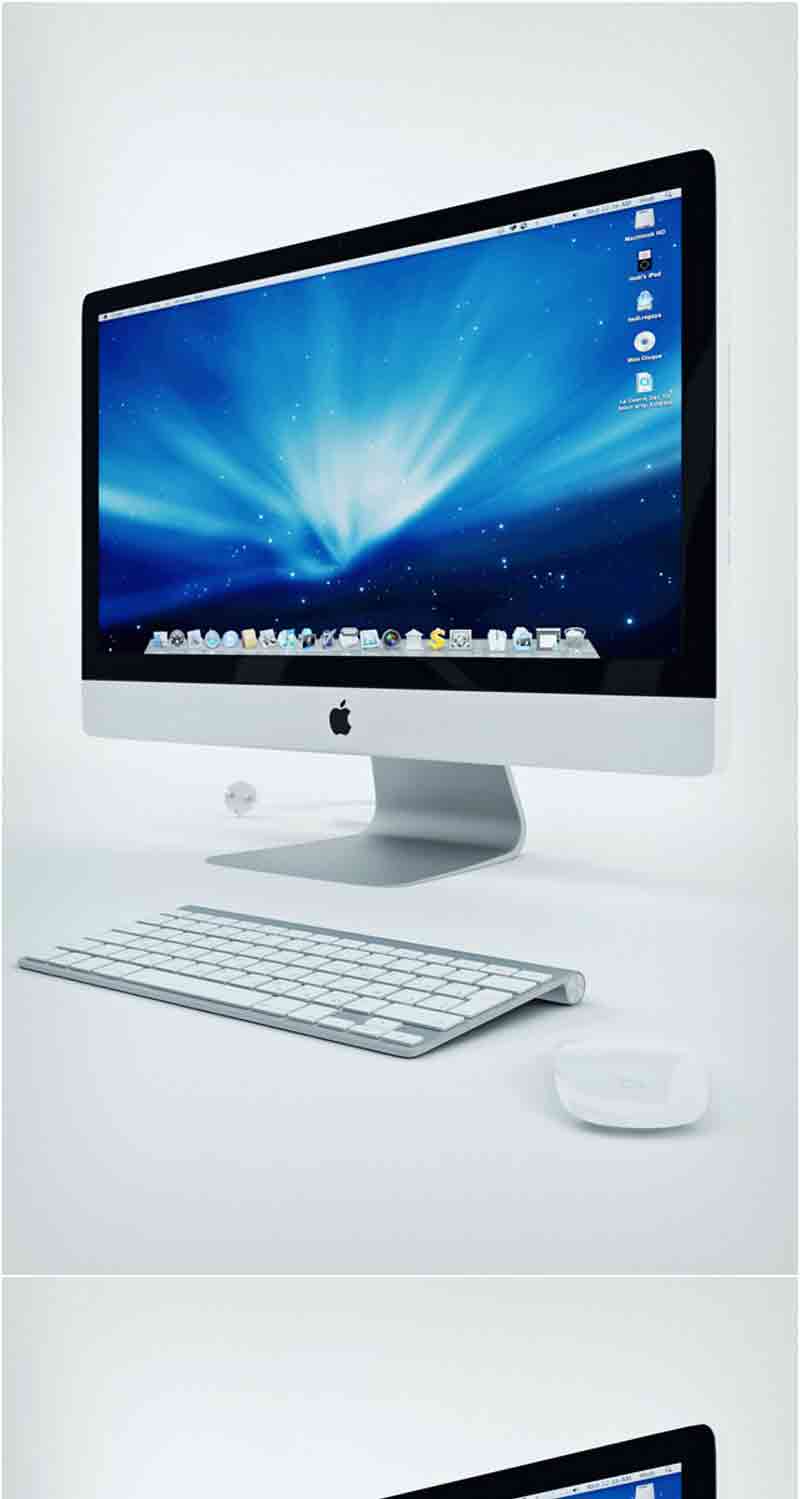 Apple-imac-27无线键盘魔术鼠标苹果电脑3D模型—MAX | FBX | OBJ插图