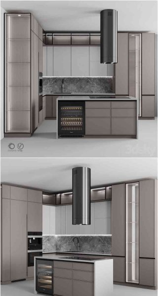 高品质的时尚高端现代风格的厨房装修3D模型—MAX | FBX | OBJ