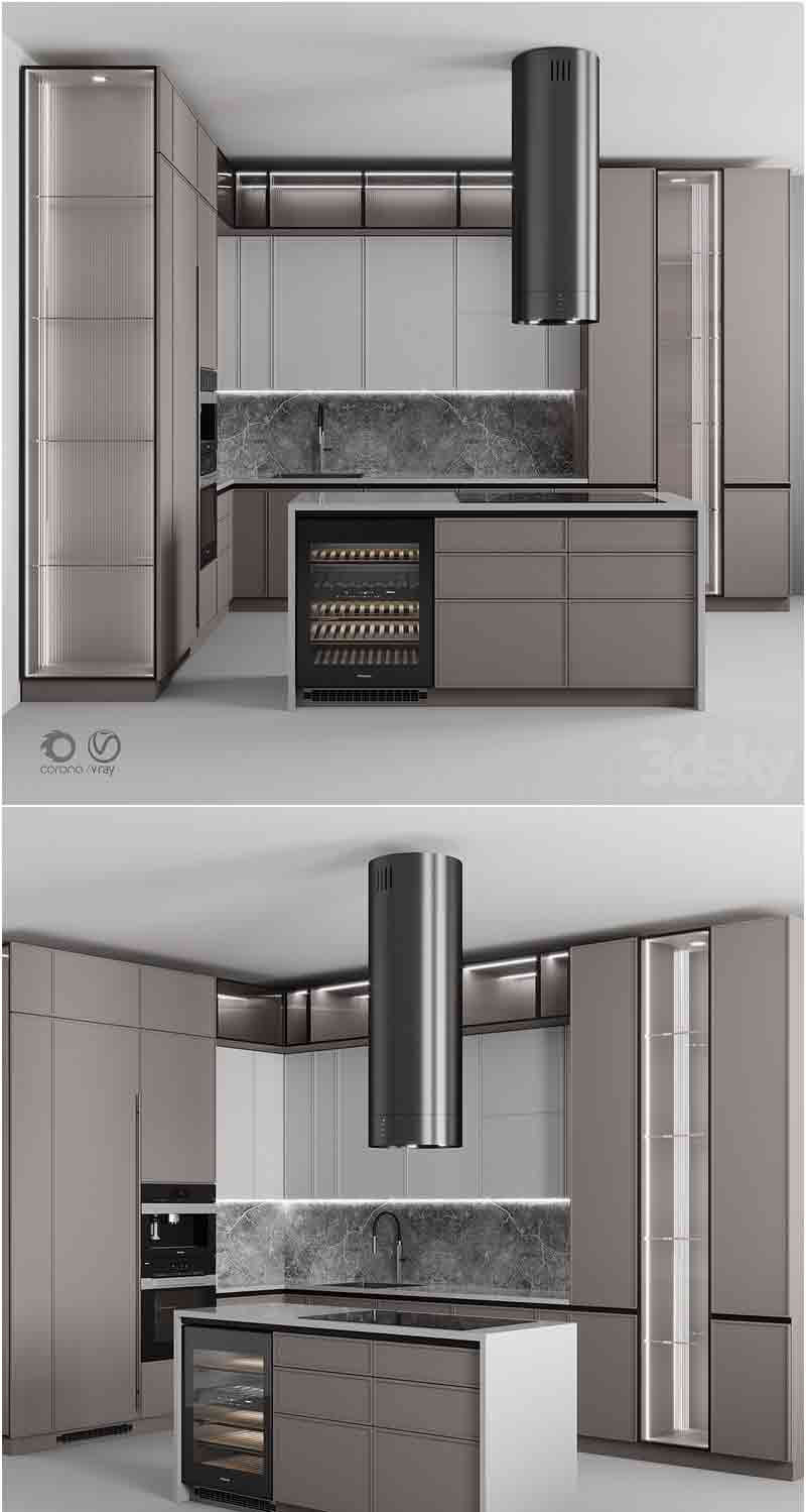 高品质的时尚高端现代风格的厨房装修3D模型—MAX | FBX | OBJ插图