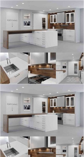 美式Leicht传统风格厨房装修3D模型—MAX | FBX | OBJ