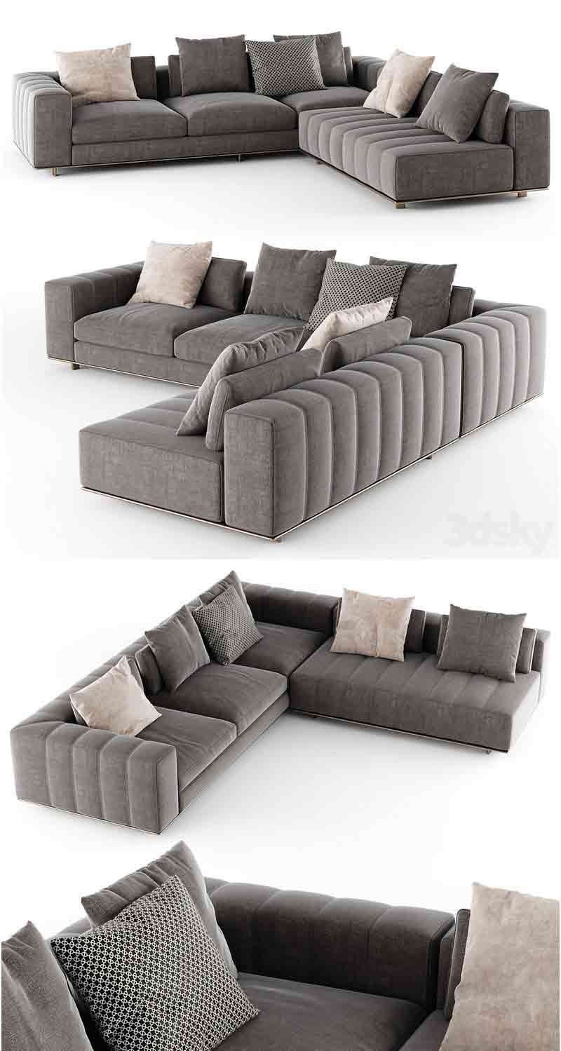 时尚高端现代风格的Minotti Freeman沙发3D模型—MAX | FBX | OBJ插图