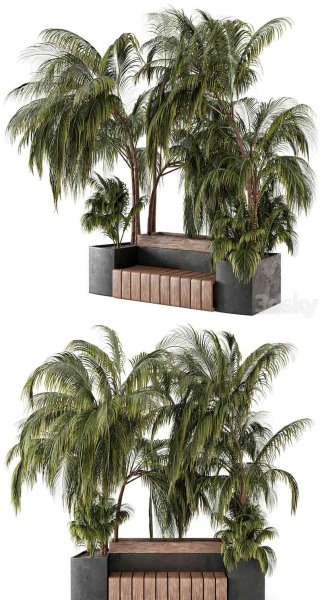 户外花园套装灌木和树木植物3D模型—MAX | FBX | OBJ