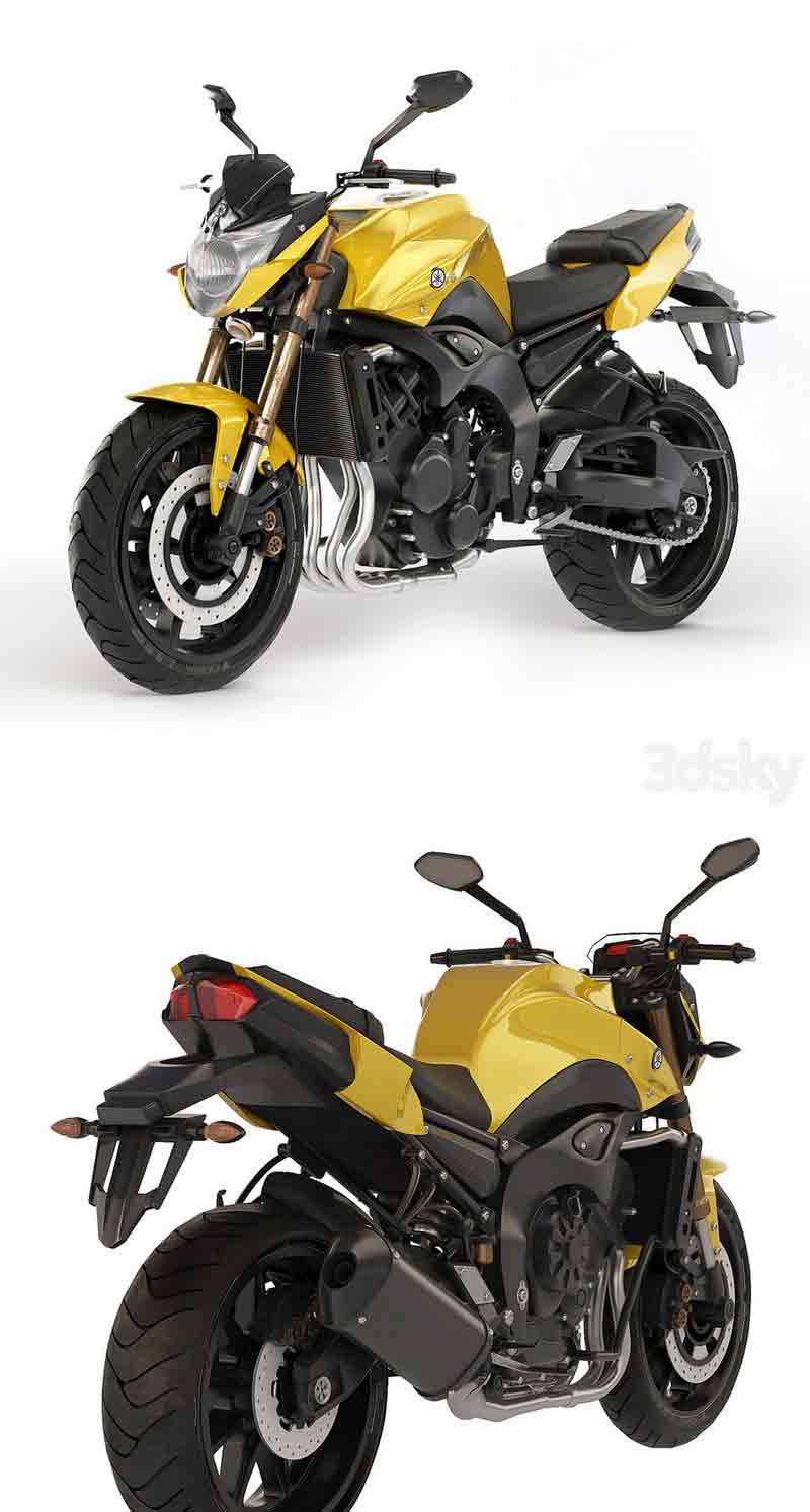 雅马哈 FZ8N 2011款摩托车3D模型—MAX | FBX | OBJ插图