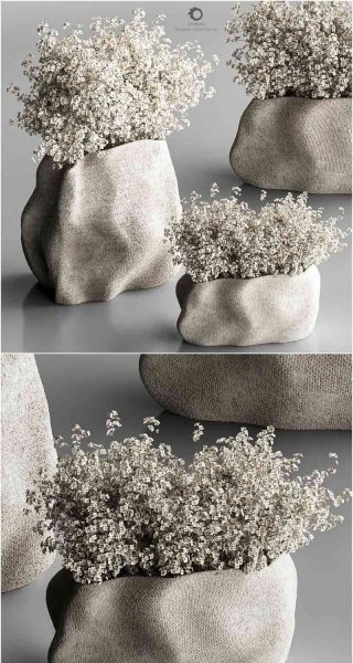 时尚高端优雅的花束植物装饰套装3D模型—MAX | FBX | OBJ