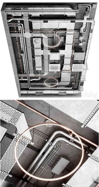 少见稀有的天花板吊顶顶棚空调管线3D模型大集合—MAX | FBX | OBJ