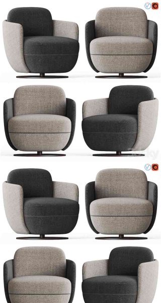 Wittmann Miles休闲扶手椅沙发3D模型—MAX | FBX | OBJ